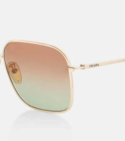 Prada Square Sunglasses In Gold
