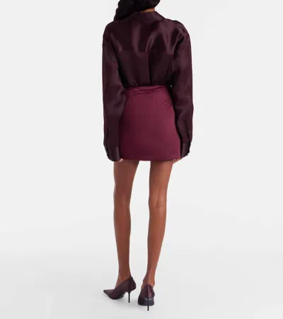 Rotate Birger Christensen Flower-embellished Mini Skirt In Burgundy