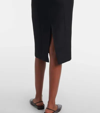 Calvin Klein Collection Bonny Wool And Linen-blend Midi Dress In Black