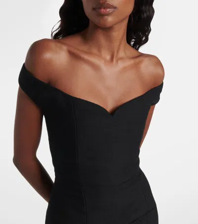 Calvin Klein Collection Bonny Wool And Linen-blend Midi Dress In Black