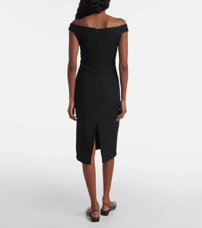 Calvin Klein Collection Bonny Wool And Linen-blend Midi Dress In Black