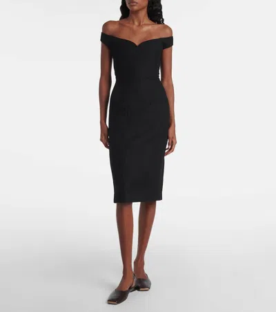 Calvin Klein Collection Bonny Wool And Linen-blend Midi Dress In Black