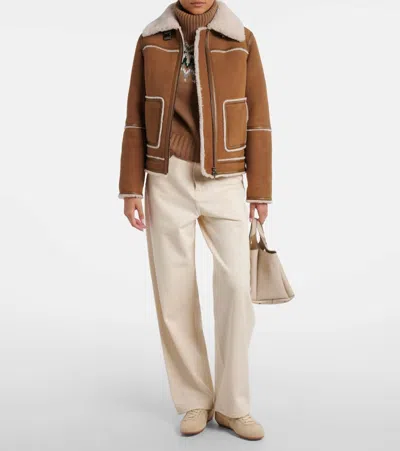 Bogner Pelina Down-paneled Shearling-trimmed Suede Jacket In Burgundy