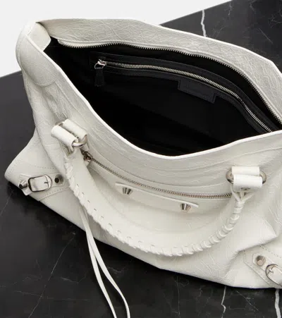 Balenciaga Medium Handbag With Detachable Strap And Studded Accents In White