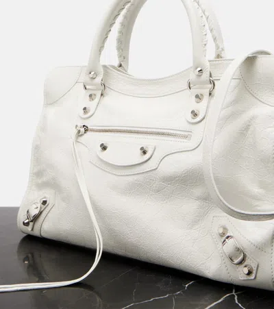 Balenciaga Medium Handbag With Detachable Strap And Studded Accents In White