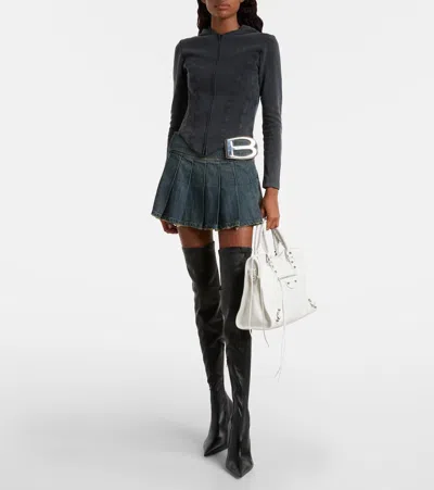 Balenciaga Medium Handbag With Detachable Strap And Studded Accents In White