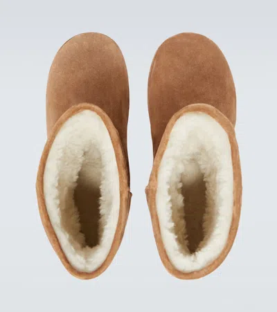 Balenciaga Suede Ankle Boots Round Toe In Brown