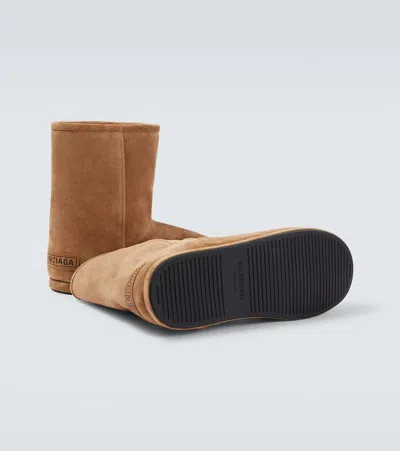 Balenciaga Suede Ankle Boots Round Toe In Brown