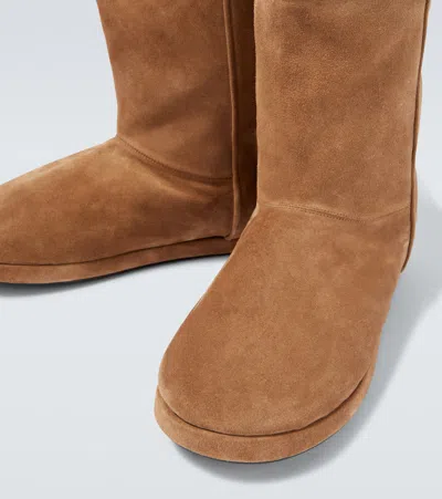 Balenciaga Suede Ankle Boots Round Toe In Brown