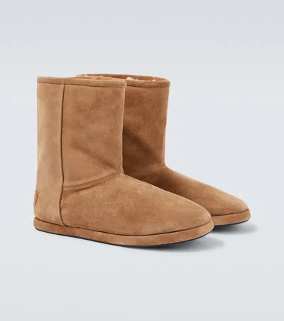 Balenciaga Suede Ankle Boots Round Toe In Brown