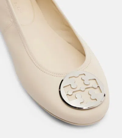 Tory Burch Leather Ballet Flats With Toe Embellishment In Multi