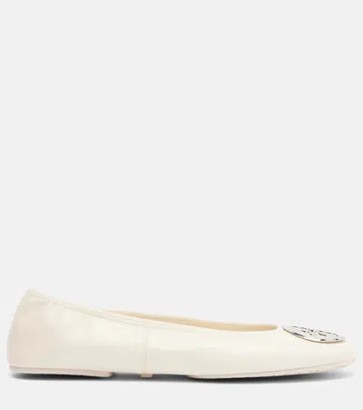 Tory Burch Leather Ballet Flats With Toe Embellishment In Multi