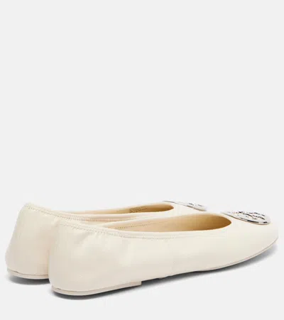 Tory Burch Leather Ballet Flats With Toe Embellishment In Multi