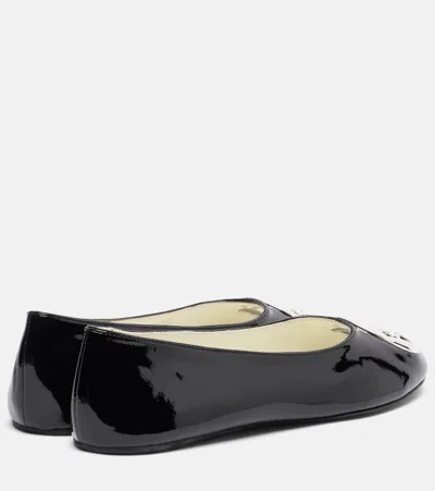 Tory Burch Reva Logo-plaque Leather Ballet Flats In Black