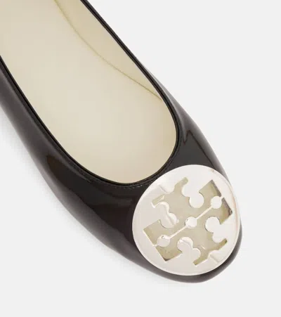 Tory Burch Reva Logo-plaque Leather Ballet Flats In Black