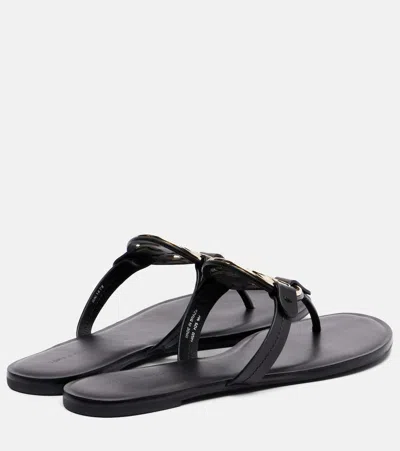 Tory Burch Metal Miller Leather Thong Sandals In Black