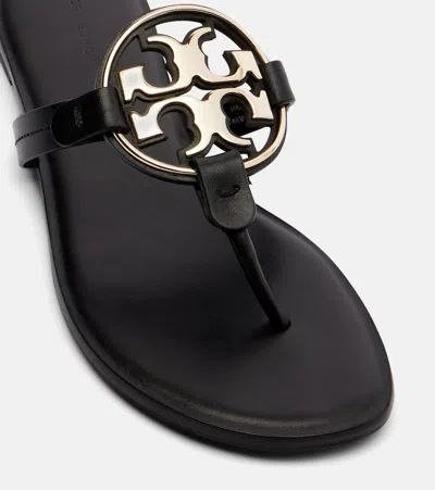 Tory Burch Metal Miller Leather Thong Sandals In Black