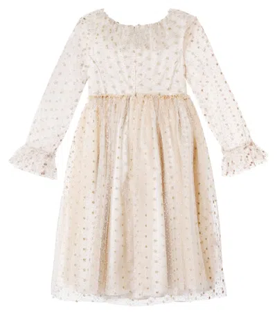 Bonpoint Junya Embellished Tulle Dress In Neutral