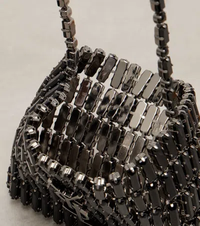 Saint Laurent Cassandre Micro Embellished Shoulder Bag In Silver