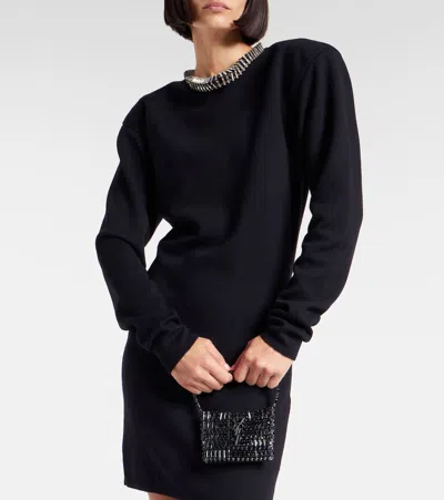 Saint Laurent Cassandre Micro Embellished Shoulder Bag In Silver