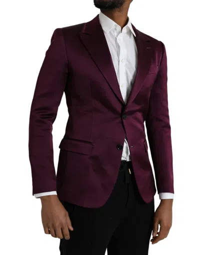 Dolce & Gabbana Maroon Silk Single Breasted Coat Blazer In Burgundy