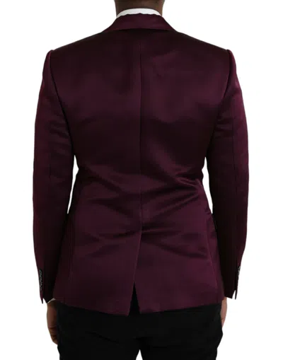 Dolce & Gabbana Maroon Silk Single Breasted Coat Blazer In Burgundy