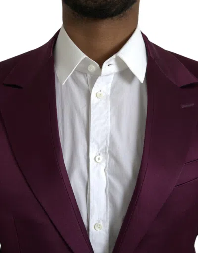 Dolce & Gabbana Maroon Silk Single Breasted Coat Blazer In Burgundy