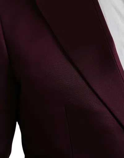 Dolce & Gabbana Maroon Silk Single Breasted Coat Blazer In Burgundy