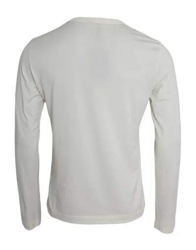 Dolce & Gabbana Off White Cotton Round Neck Pullover Sweater In Multi
