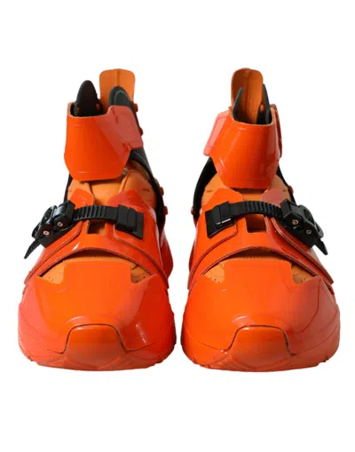 Dolce & Gabbana Orange Multi Panel Chunky High Top Sneakers Men's Shoes In Multi