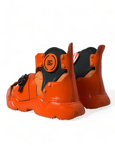 Dolce & Gabbana Orange Multi Panel Chunky High Top Sneakers Men's Shoes In Multi