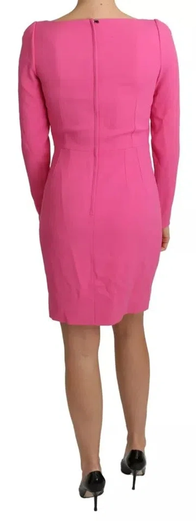 Pre-owned Dolce & Gabbana Pink Plunging Bodycon Sheath Mini Rayon Women's Dress ()