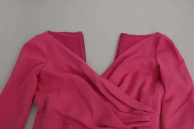 Pre-owned Dolce & Gabbana Pink Plunging Bodycon Sheath Mini Rayon Women's Dress ()