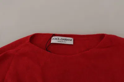 Dolce & Gabbana Red Wool Knit Round Neck Pullover Sweater In Red