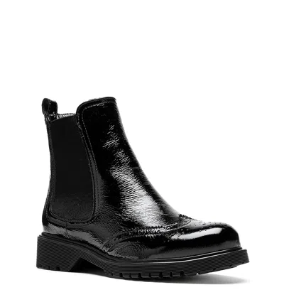 La Canadienne Hansel Brogue Crinkle Leather Chelsea Booties In Animal Print