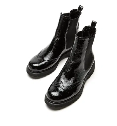 La Canadienne Hansel Brogue Crinkle Leather Chelsea Booties In Animal Print