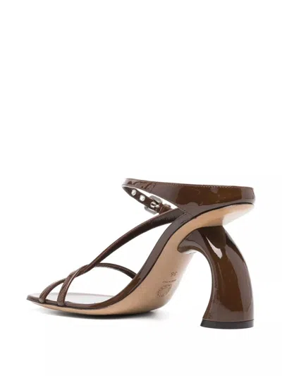 Dries Van Noten Asymmetric Heel Sandals In Brown