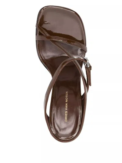 Dries Van Noten Asymmetric Heel Sandals In Brown