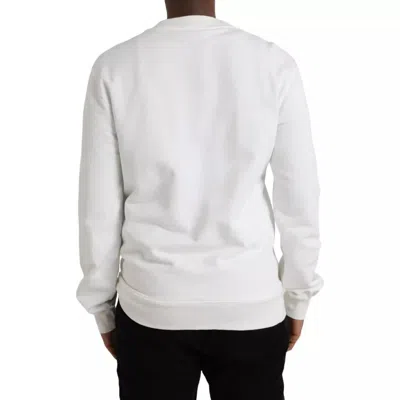 Pre-owned Dolce & Gabbana White Logo Cotton Crew Neck Pullover Men's Sweater ()
