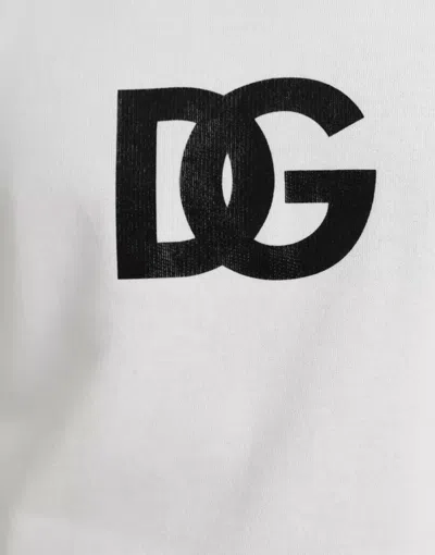 Pre-owned Dolce & Gabbana White Logo Cotton Crew Neck Pullover Men's Sweater ()
