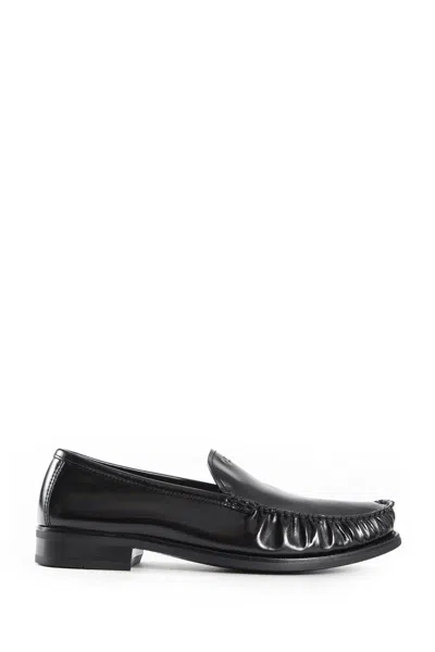 Prada Brushed Leather Loafers Shoes In Black