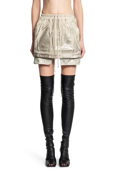 Rick Owens Drkshdw Metallic-effect Layered Skirt In Neutral