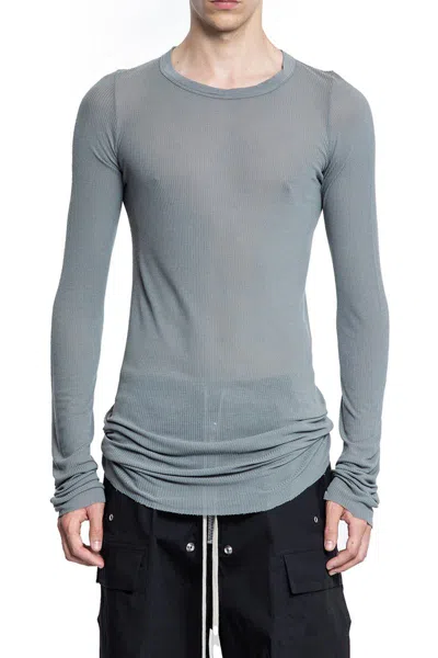 Rick Owens Ribbed Forever Long-sleeve Top In Gray