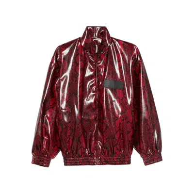 Gcds Snakeskin-effect Faux-leather Jacket In Red