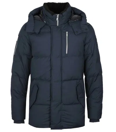 Moose Knuckles Everest 3q Removable-hood Padded Jacket In Blue