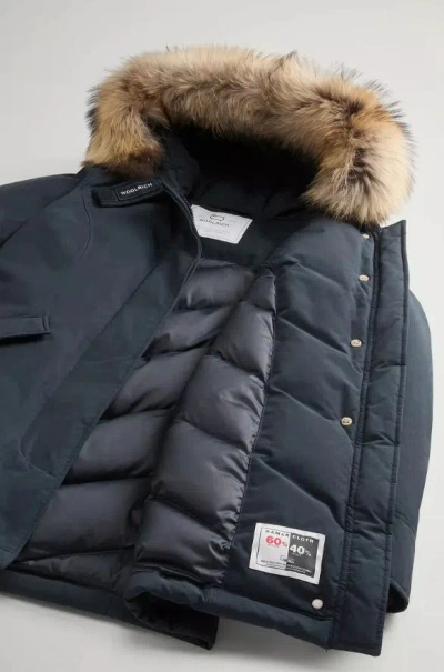Woolrich Fur-trimmed Hooded Padded Coat In Black