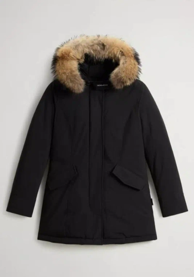Woolrich Arctic Parka In Ramar Cloth With Removable Fur In Black
