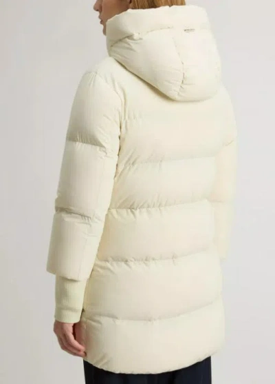 Woolrich Cloud Down Jacket In Stretch Nylon With A Matte Finish In White