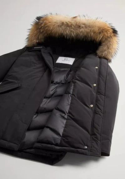 Woolrich Arctic Parka In Ramar Cloth With Removable Fur In Black