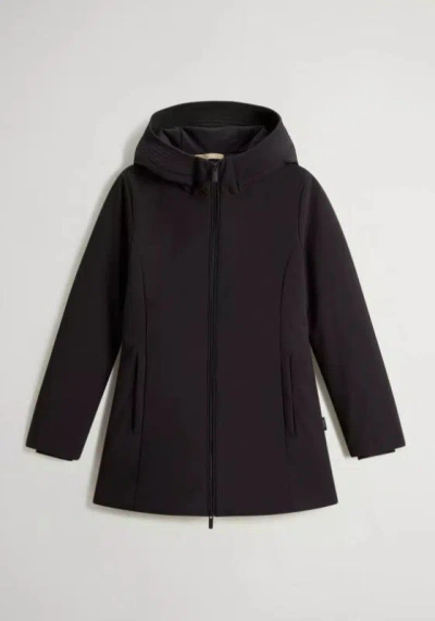 Woolrich Hooded Long Sleeve Parka With Side Pockets In Black